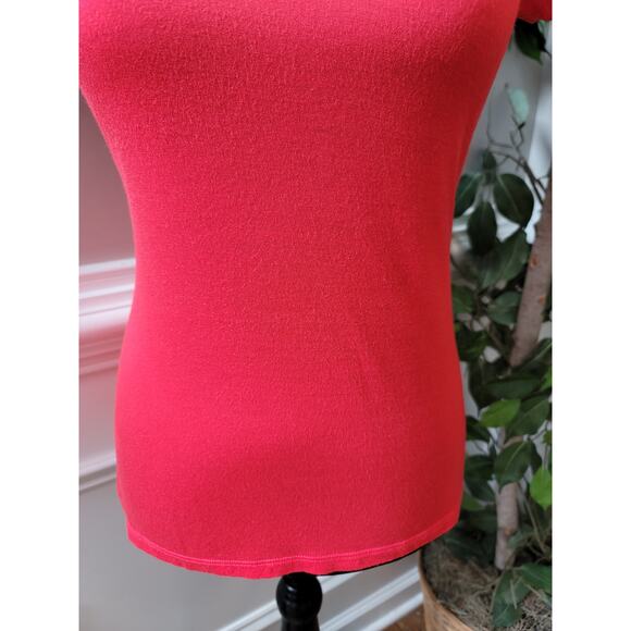 The Limited Blouse Women's Size Small Red Short Sleeves Scoop Neck Stretch - Picture 8 of 11